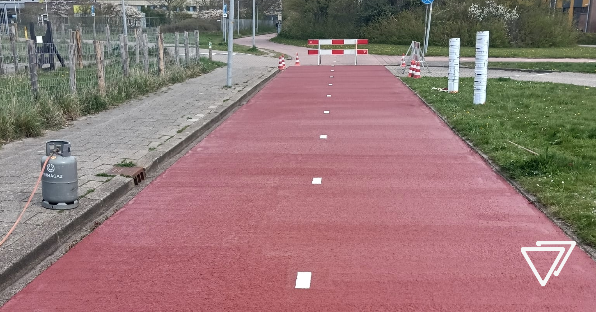 Rolplast markering fietspaden Alkmaar.